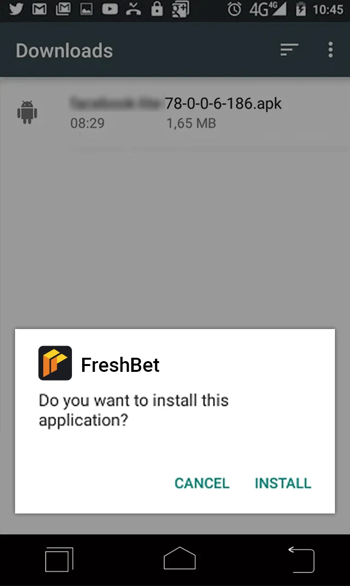 Confirm the installation of FreshBet on your phone.