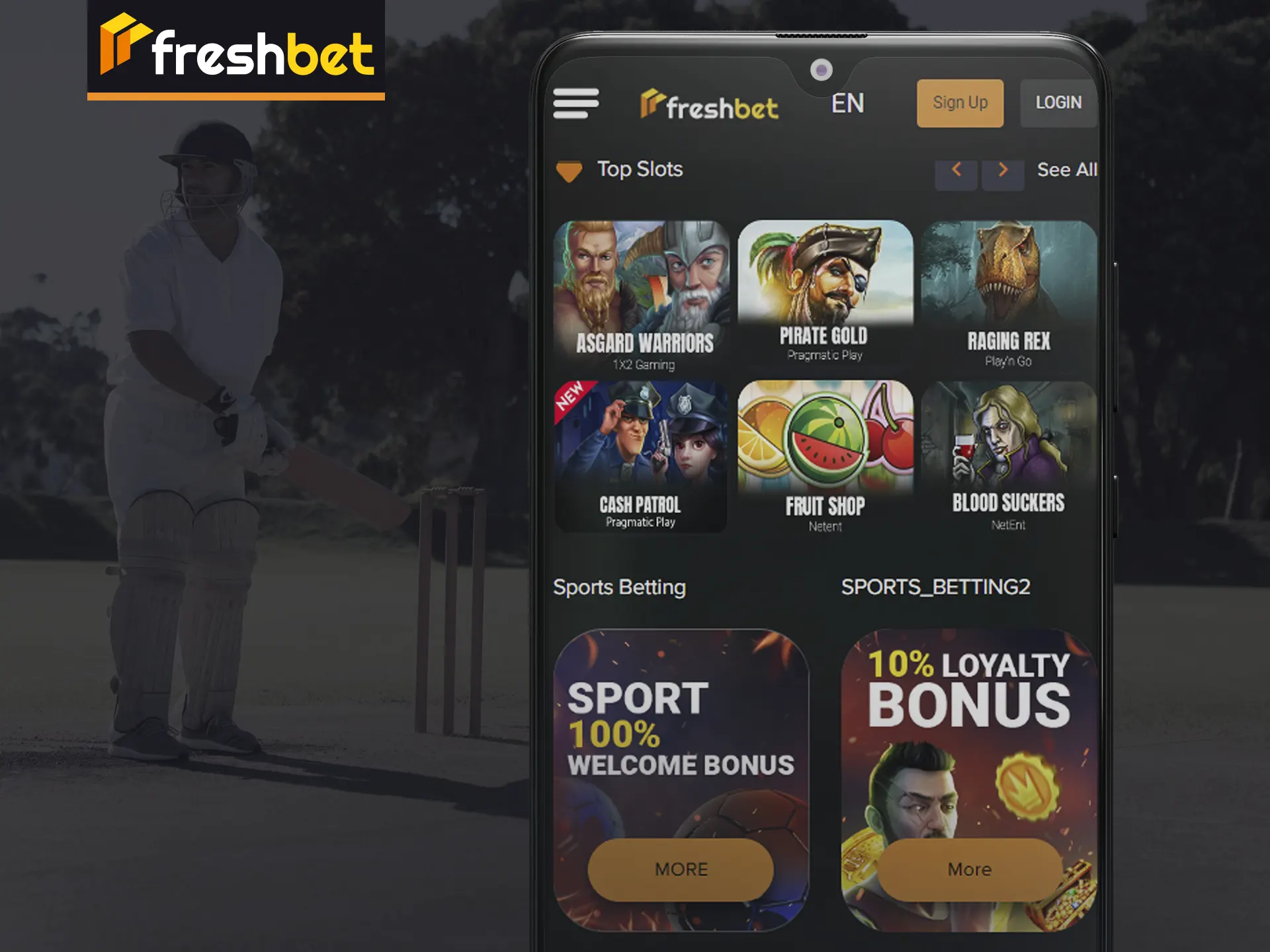 Access FreshBet on mobile without an app. Log in, enjoy betting, casino games, and more.