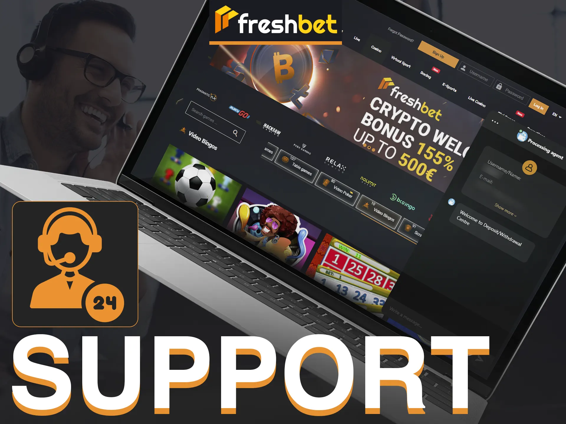 First-class customer support at FreshBet. Contact 24/7 via live chat or email.