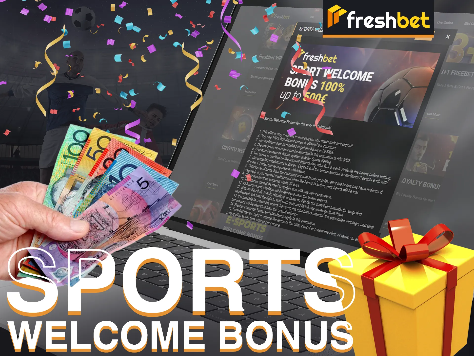 Sports fans, dive into the action with FreshBet's Sports Welcome Bonus.