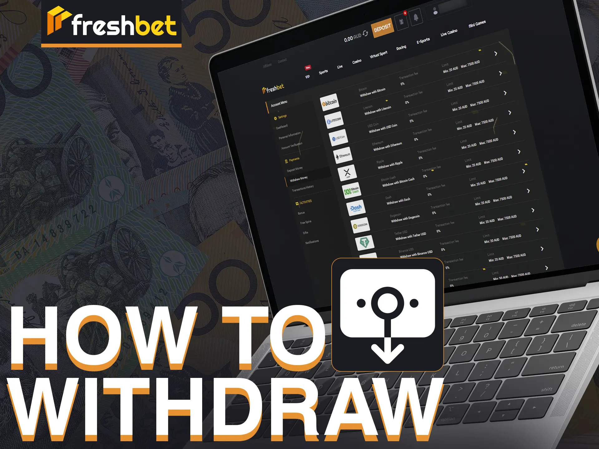 Withdrawing money at FreshBet is easy.